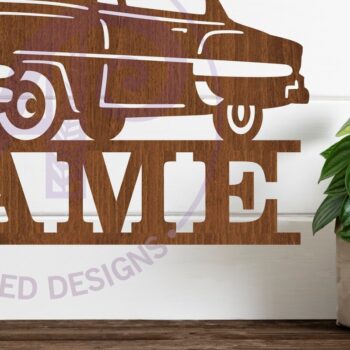Intra απο ξύλο plywood  Χρώμα wenge 3mm-4mm πάχος - Classic Car Name Sign Design 2 Laser Δίασταση 30x20 cm INTRAFABR-89741678 - Image 1