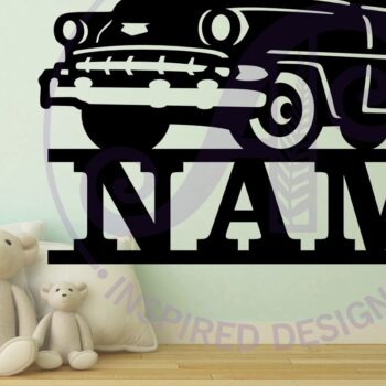 Intra απο ξύλο plywood  Χρώμα wenge 3mm-4mm πάχος - Classic Car Name Sign Design 2 Laser Δίασταση 30x20 cm INTRAFABR-89741678 - Image 2