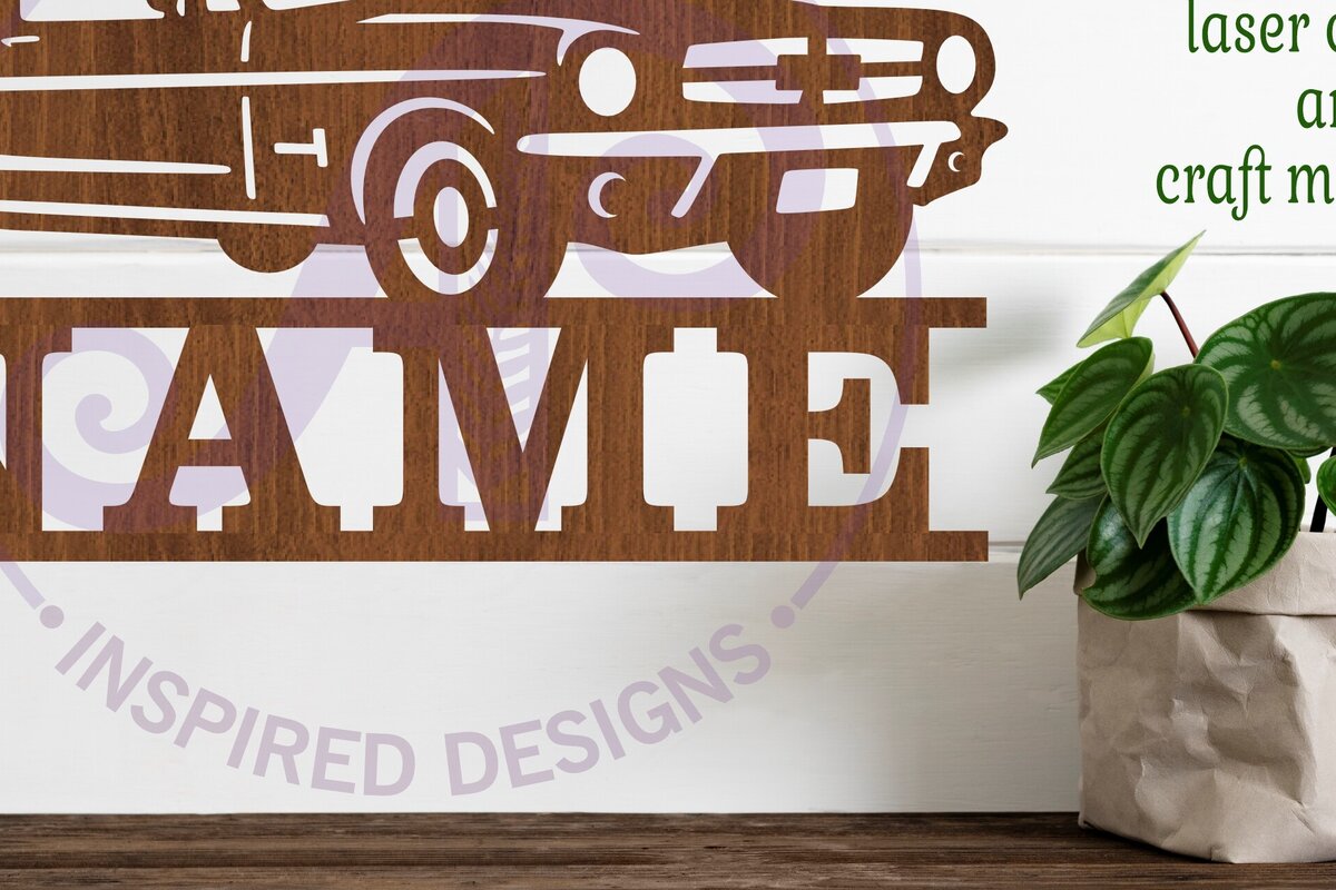 Intra απο ξύλο plywood  Χρώμα wenge 3mm-4mm πάχος - Classic Car Name Sign Design 3 Laser Δίασταση 30x20 cm INTRAFABR-100489585