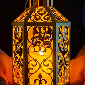 Intra απο ξύλο plywood  Χρώμα wenge 3mm-4mm πάχος - Κλασικό χάρτινο φανάρι Cut Δίασταση 20x20 cm INTRAFABR-31550430 - Image 5