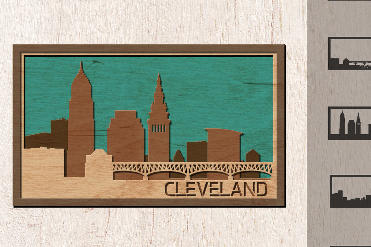Intra απο ξύλο plywood  Χρώμα wenge 3mm-4mm πάχος - Cleveland Skyline , Multi-layer Δίασταση 30x20 cm INTRAFABR-108186743