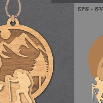 Intra απο ξύλο plywood  Χρώμα wenge 3mm-4mm πάχος - Στολίδι Climb Mountains Δίασταση 6x6 cm INTRAFABR-104695036 - Image 1