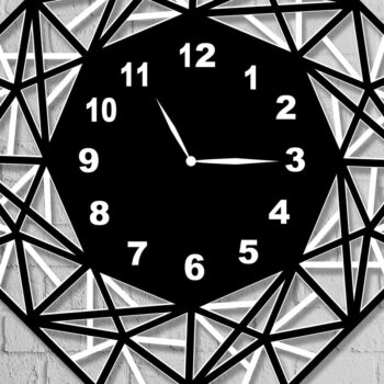 Intra απο ξύλο plywood Χρώμα wenge 3mm-4mm πάχος - Ρολόι κομμένο με λέιζερ Ρολόι τοίχου Πολυγωνικό Las Δίασταση 15x15 cm INTRAFABR-120883810 - Image 1