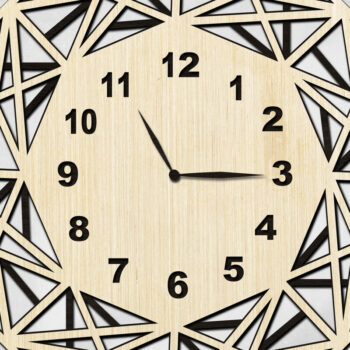 Intra απο ξύλο plywood Χρώμα wenge 3mm-4mm πάχος - Ρολόι κομμένο με λέιζερ Ρολόι τοίχου Πολυγωνικό Las Δίασταση 15x15 cm INTRAFABR-120883810 - Image 2