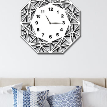 Intra απο ξύλο plywood Χρώμα wenge 3mm-4mm πάχος - Ρολόι κομμένο με λέιζερ Ρολόι τοίχου Πολυγωνικό Las Δίασταση 15x15 cm INTRAFABR-120883810 - Image 3