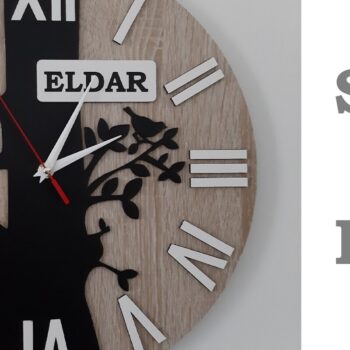Intra απο ξύλο plywood Χρώμα wenge 3mm-4mm πάχος - Clock - Ρολόι δέντρου με όνομα Δίασταση 30x20 cm INTRAFABR-75817144 - Image 1