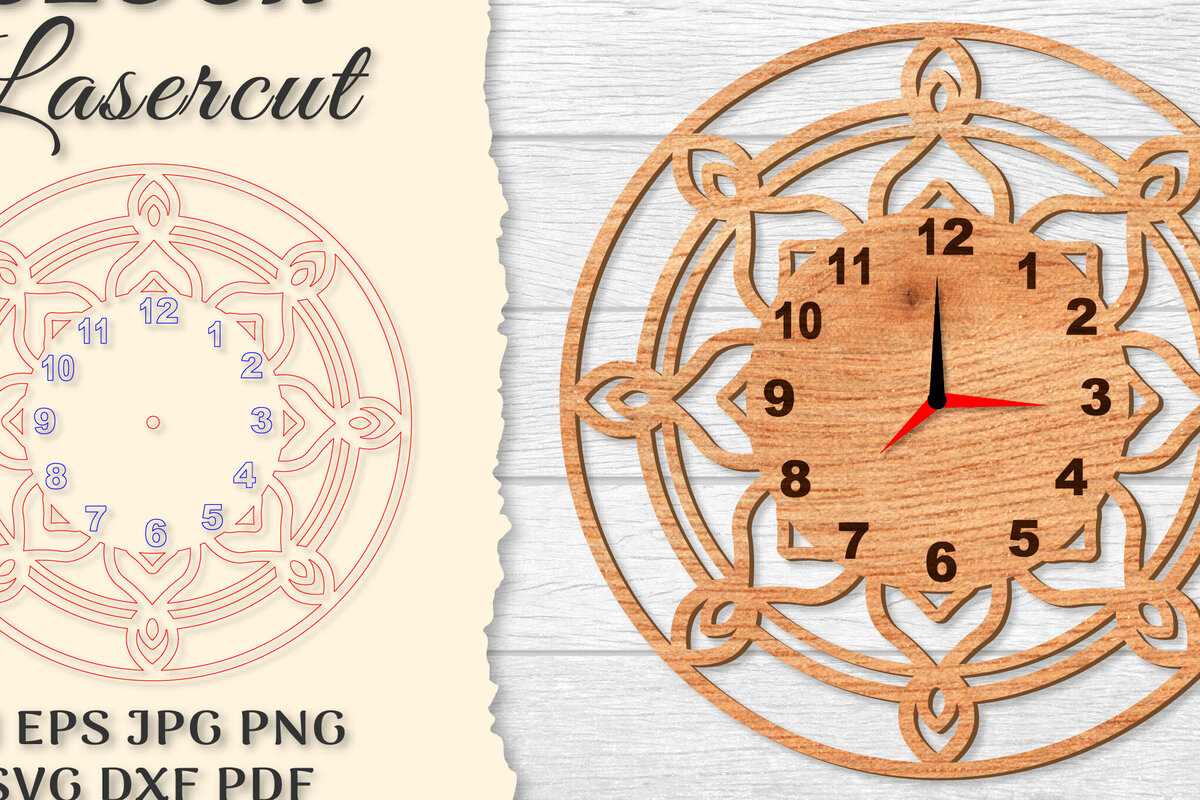 Intra απο ξύλο plywood  Χρώμα wenge 3mm-4mm πάχος - Ρολόι Mandala Lasercut Δίασταση 30x30 cm INTRAFABR-119714184