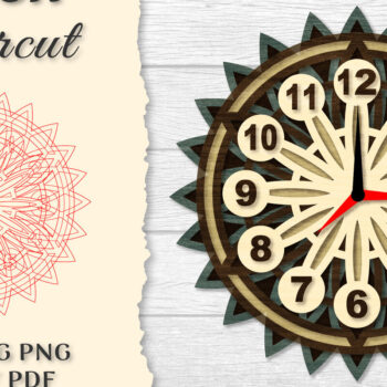 Intra απο ξύλο plywood  Χρώμα wenge 3mm-4mm πάχος - Ρολόι Mandala Lasercut Δίασταση 30x30 cm INTRAFABR-100937285 - Image 1