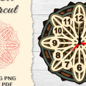 Intra απο ξύλο plywood  Χρώμα wenge 3mm-4mm πάχος - Ρολόι Mandala Lasercut Δίασταση 30x30 cm INTRAFABR-91349613