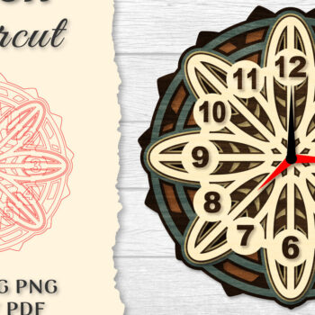 Intra απο ξύλο plywood  Χρώμα wenge 3mm-4mm πάχος - Ρολόι Mandala Lasercut Δίασταση 30x30 cm INTRAFABR-91349613 - Image 1