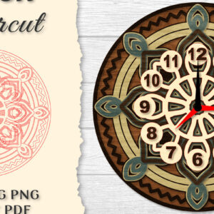 Intra απο ξύλο plywood  Χρώμα wenge 3mm-4mm πάχος - Ρολόι Mandala Lasercut Δίασταση 30x30 cm INTRAFABR-97805723
