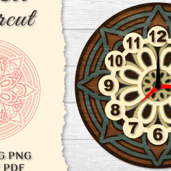 Intra απο ξύλο plywood Χρώμα wenge 3mm-4mm πάχος - Ρολόι Mandala Lasercut Δίασταση 30x30 cm INTRAFABR-75199057 - Image 1