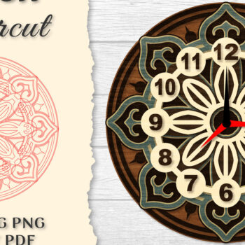 Intra απο ξύλο plywood Χρώμα wenge 3mm-4mm πάχος - Ρολόι Mandala Lasercut BNDLES Δίασταση 30x30 cm INTRAFABR-122536951 - Image 2