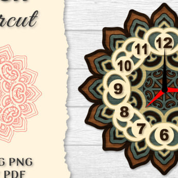 Intra απο ξύλο plywood Χρώμα wenge 3mm-4mm πάχος - Ρολόι Mandala Lasercut BNDLES Δίασταση 30x30 cm INTRAFABR-122536951 - Image 4