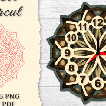 Intra απο ξύλο plywood Χρώμα wenge 3mm-4mm πάχος - Ρολόι Mandala Lasercut BNDLES Δίασταση 30x30 cm INTRAFABR-69822914 - Image 3