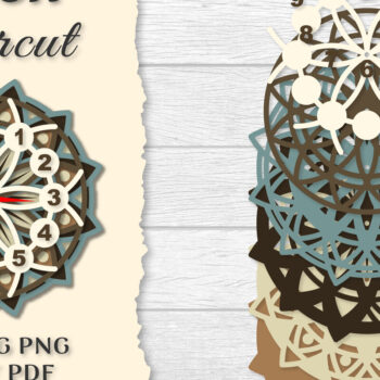 Intra απο ξύλο plywood Χρώμα wenge 3mm-4mm πάχος - Ρολόι Mandala Lasercut BNDLES Δίασταση 30x30 cm INTRAFABR-69822914 - Image 7