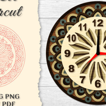 Intra απο ξύλο plywood Χρώμα wenge 3mm-4mm πάχος - Ρολόι Mandala Lasercut Δίασταση 30x30 cm INTRAFABR-86119099 - Image 1