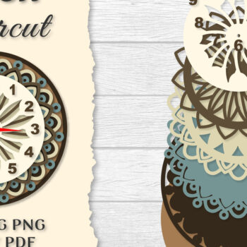 Intra απο ξύλο plywood Χρώμα wenge 3mm-4mm πάχος - Ρολόι Mandala Lasercut Δίασταση 30x30 cm INTRAFABR-86119099 - Image 2