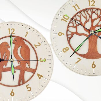 Intra απο ξύλο plywood Χρώμα wenge 3mm-4mm πάχος - Ρολόι με 2 μοτίβα για . Δίασταση 20x20 cm INTRAFABR-107356879 - Image 1