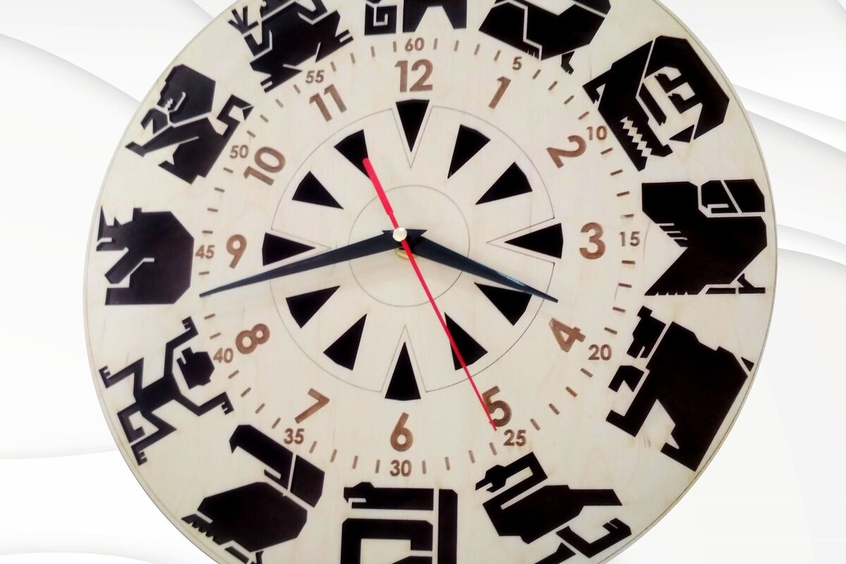 Intra απο ξύλο plywood  Χρώμα wenge 3mm-4mm πάχος - Ρολόι με μοτίβο ζώων, Δίασταση 310x310 cm INTRAFABR-99567087