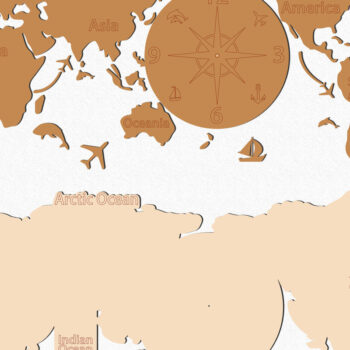 Intra απο ξύλο plywood Χρώμα wenge 3mm-4mm πάχος - Παγκόσμιος χάρτης ρολογιού Ξύλινη τέχνη τοίχων Δίασταση 80x38 cm INTRAFABR-107013345 - Image 10