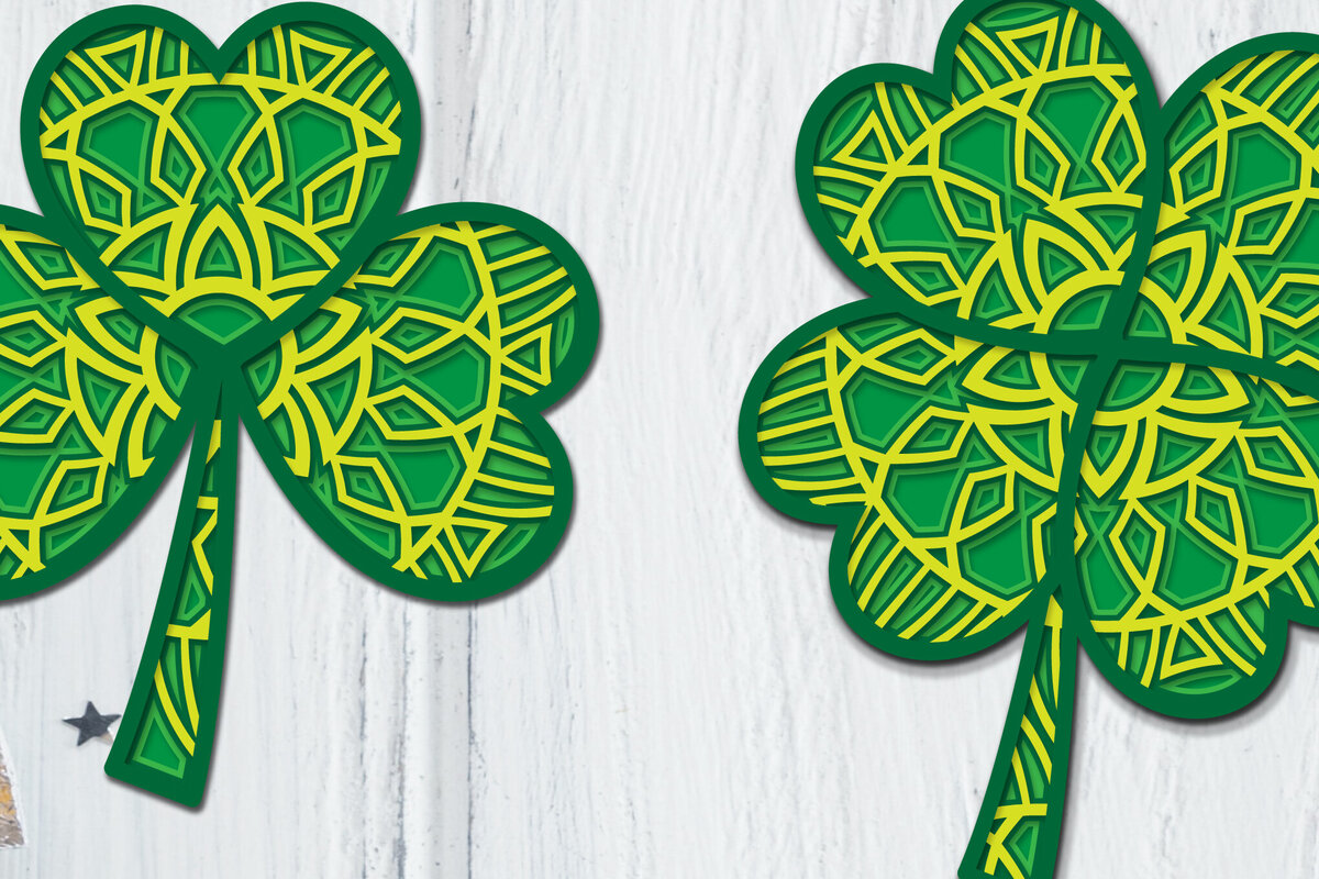 Intra απο ξύλο plywood  Χρώμα wenge 3mm-4mm πάχος - Clover Mandala 3D Layered Papercut Δίασταση 30x30 cm INTRAFABR-75617100