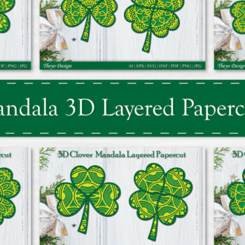 Intra απο ξύλο plywood  Χρώμα wenge 3mm-4mm πάχος - Πακέτο με χάρτινη κοπή με στρώματα Clover Mandala Δίασταση 30x30 cm INTRAFABR-66935661 - Image 1