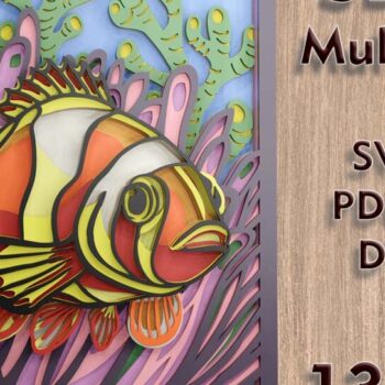 Intra απο ξύλο plywood  Χρώμα wenge 3mm-4mm πάχος - Αρχεία πολλαπλών επιπέδων Clown Fish 3d Δίασταση 84x9 cm INTRAFABR-92539552 - Image 1