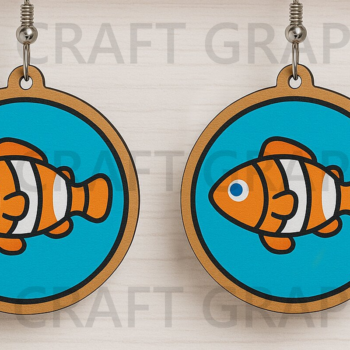 Intra απο ξύλο plywood  Χρώμα wenge 3mm-4mm πάχος - Σκουλαρίκια με λέιζερ Clownfish Δίασταση 3x3 cm INTRAFABR-92539578 - Image 1