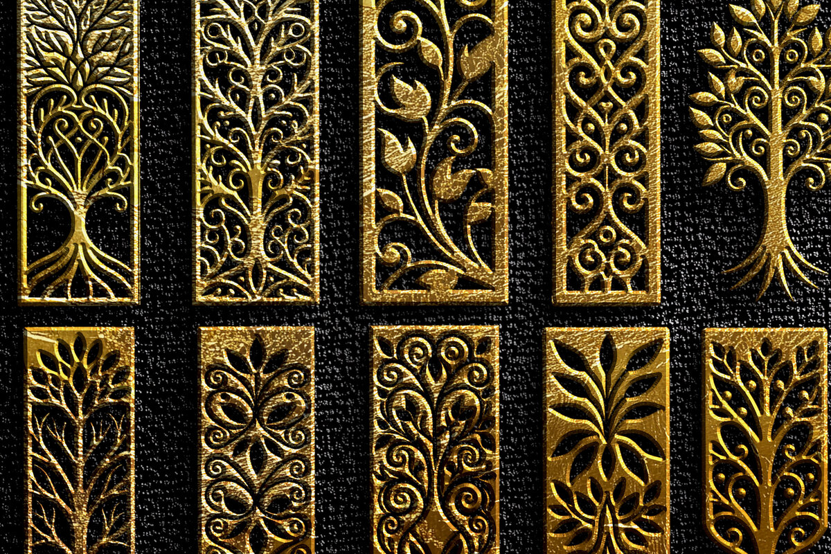 Intra απο ξύλο plywood  Χρώμα wenge 3mm-4mm πάχος - Σχέδια έτοιμα κομμένα με CNC Δίασταση 3x3 cm INTRAFABR-98477838