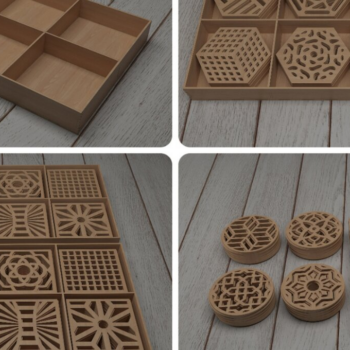 Intra απο ξύλο plywood  Χρώμα wenge 3mm-4mm πάχος - Πακέτο σχεδίασης σουβέρ 028 Δίασταση 20x20 cm INTRAFABR-105569912 - Image 1