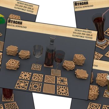 Intra απο ξύλο plywood Χρώμα wenge 3mm-4mm πάχος - Διανυσματικά αρχεία γεωμετρικών μοτίβων σουβέρ Δίασταση 30x20 cm INTRAFABR-108803702 - Image 1