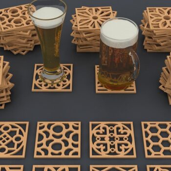 Intra απο ξύλο plywood Χρώμα wenge 3mm-4mm πάχος - Διανυσματικά αρχεία γεωμετρικών μοτίβων σουβέρ Δίασταση 30x20 cm INTRAFABR-108803702 - Image 4