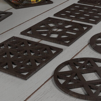 Intra απο ξύλο plywood Χρώμα wenge 3mm-4mm πάχος - Coaster / Αρχεία Glowforge Δίασταση 30x20 cm INTRAFABR-108803819 - Image 1