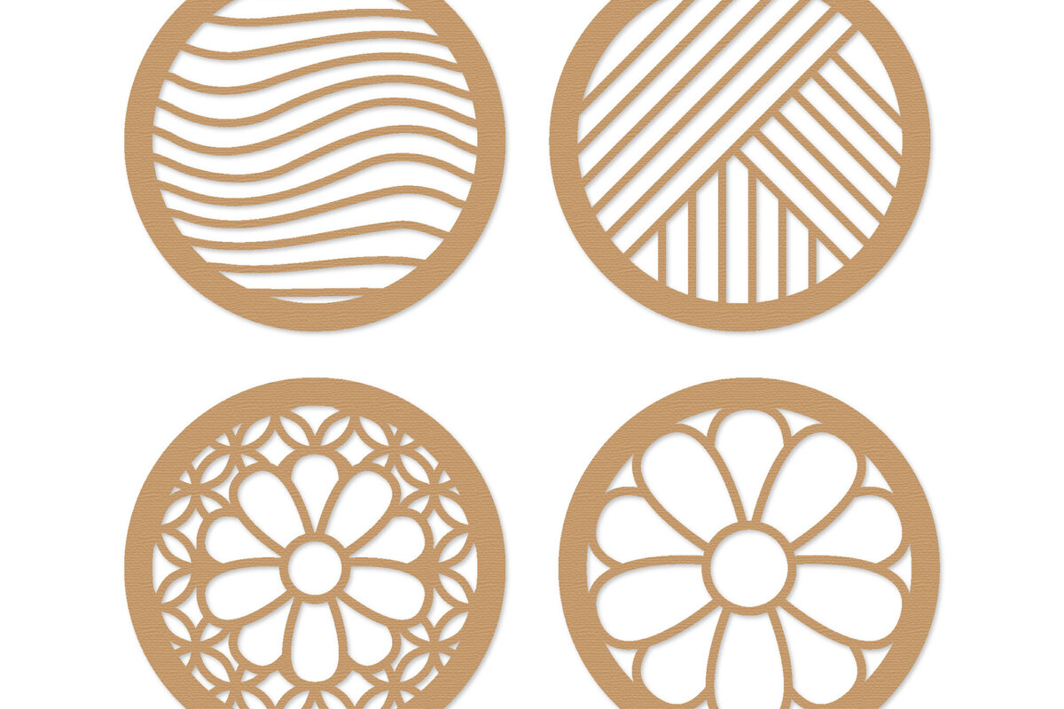 Intra απο ξύλο plywood  Χρώμα wenge 3mm-4mm πάχος - Coaster Lasercut - κοπής με λέιζερ Δίασταση 30x20 cm INTRAFABR-30927226