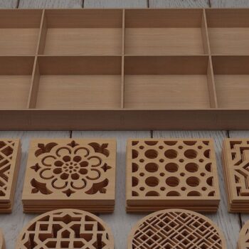 Intra απο ξύλο plywood Χρώμα wenge 3mm-4mm πάχος - Σετ σουβέρ και κουτί με διαχωριστικά Δίασταση 30x20 cm INTRAFABR-30926362 - Image 1