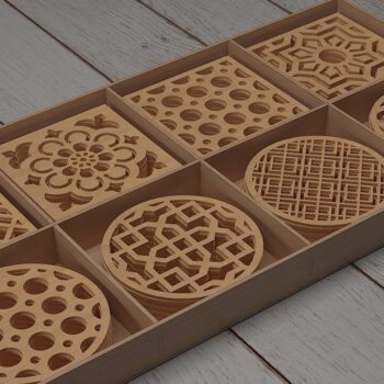 Intra απο ξύλο plywood Χρώμα wenge 3mm-4mm πάχος - Σετ σουβέρ και κουτί με διαχωριστικά Δίασταση 30x20 cm INTRAFABR-30926362 - Image 2