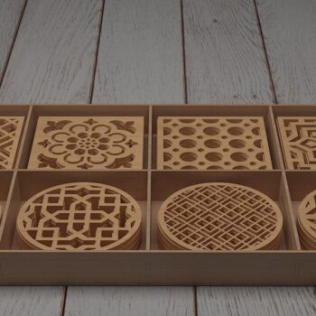 Intra απο ξύλο plywood Χρώμα wenge 3mm-4mm πάχος - Σετ σουβέρ και κουτί με διαχωριστικά Δίασταση 30x20 cm INTRAFABR-30926362 - Image 4