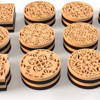 Intra απο ξύλο plywood Χρώμα wenge 3mm-4mm πάχος - Διάνυσμα Coaster περικοπής με λέιζερ DXF,eps Δίασταση 30x20 cm INTRAFABR-112861170 - Image 1