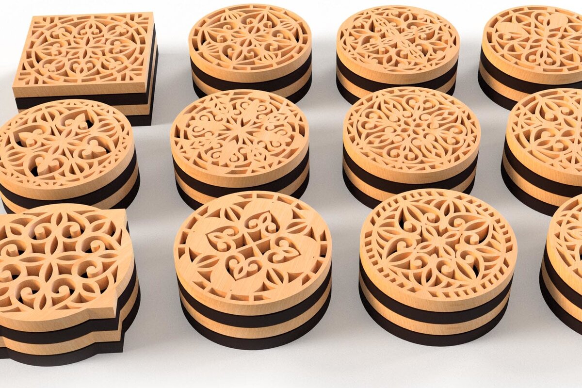 Intra απο ξύλο plywood  Χρώμα wenge 3mm-4mm πάχος - Διάνυσμα Coaster περικοπής με λέιζερ DXF,eps Δίασταση 30x20 cm INTRAFABR-112861170