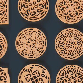 Intra απο ξύλο plywood Χρώμα wenge 3mm-4mm πάχος - Διάνυσμα Coaster περικοπής με λέιζερ DXF,eps Δίασταση 30x20 cm INTRAFABR-112861170 - Image 3