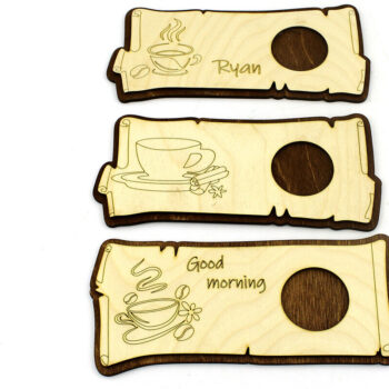 Intra απο ξύλο plywood  Χρώμα wenge 3mm-4mm πάχος - Σουβέρ. 3 Μοντέλα. κοπής με λέιζερ Δίασταση 10x21 cm INTRAFABR-107180814 - Image 1