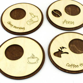 Intra απο ξύλο plywood  Χρώμα wenge 3mm-4mm πάχος - Σουβέρ. 4 Μοντέλα. κοπής με λέιζερ Δίασταση 12x12 cm INTRAFABR-107180846 - Image 8