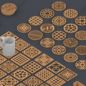 Intra απο ξύλο plywood  Χρώμα wenge 3mm-4mm πάχος - Σκουλαρίκια με σουβέρ Μοτίβα 99 Δίασταση 3x3 cm INTRAFABR-107180921 - Image 1