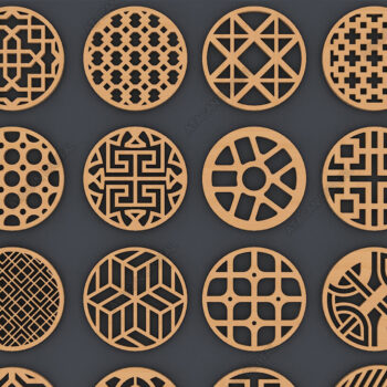 Intra απο ξύλο plywood  Χρώμα wenge 3mm-4mm πάχος - Σκουλαρίκια με σουβέρ Μοτίβα 99 Δίασταση 3x3 cm INTRAFABR-107180921 - Image 4