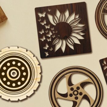 Intra απο ξύλο plywood Χρώμα wenge 3mm-4mm πάχος - Πρότυπα δέσμης COASTERS για κοπή Δίασταση 4x4 cm INTRAFABR-107180975 - Image 1