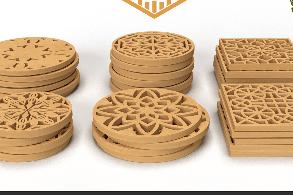 Intra απο ξύλο plywood  Χρώμα wenge 3mm-4mm πάχος - Σχεδιασμός σουβέρ / Cnc Pattern Δίασταση 30x30 cm INTRAFABR-37163146