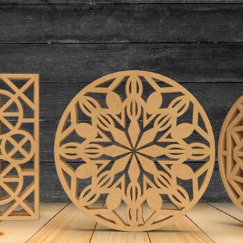 Intra απο ξύλο plywood Χρώμα wenge 3mm-4mm πάχος - Σχεδιασμός σουβέρ / Cnc Pattern Δίασταση 30x30 cm INTRAFABR-37163146 - Image 2