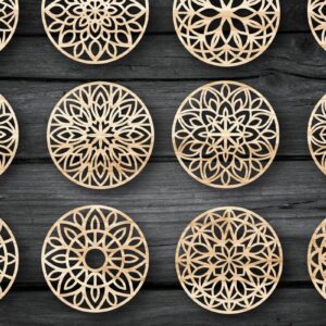 Intra απο ξύλο plywood  Χρώμα wenge 3mm-4mm πάχος - Πακέτο αρχείων Cut Coasters V03 Δίασταση 30x20 cm INTRAFABR-91062448