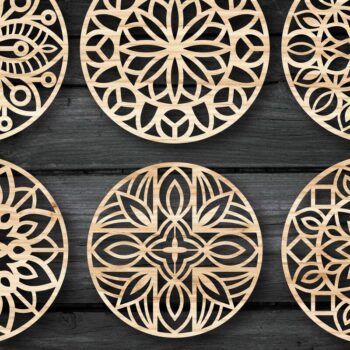 Intra απο ξύλο plywood  Χρώμα wenge 3mm-4mm πάχος - Πακέτο αρχείων Cut Coasters V07 Δίασταση 30x20 cm INTRAFABR-91137631 - Image 2